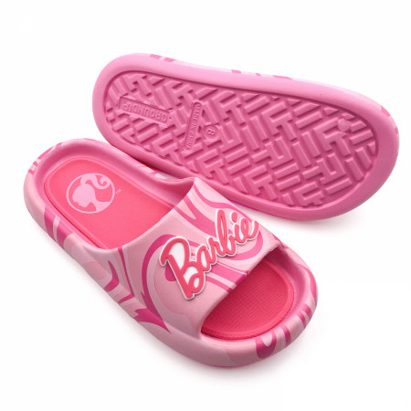 Barbie Bright Pink Logo Women's Flip Flop Slide Sandals